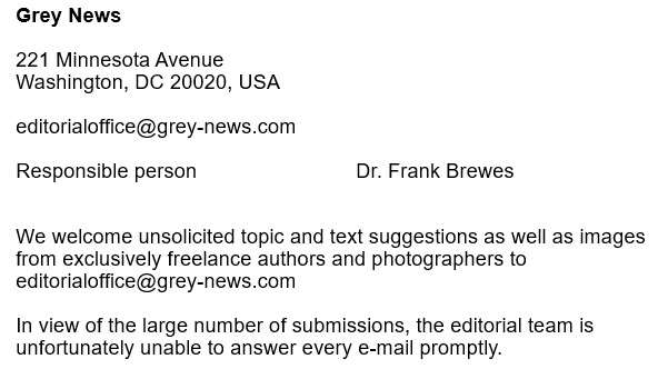 Impressum von Grey News mit Anschrift, Kontakt und verantwortlicher Person