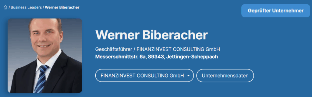 Werner Biberacher - FINANZINVEST CONSULTING GmbH (Business Leaders)