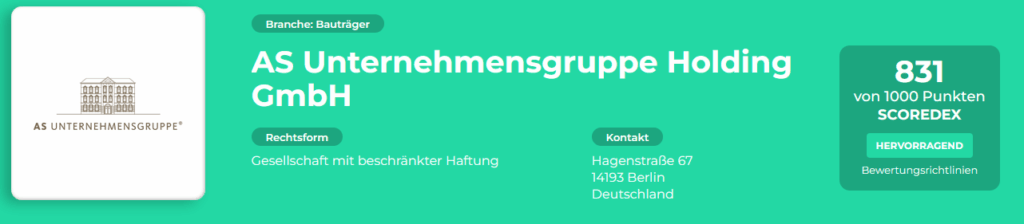 AS Unternehensgruppe - Scoredex Bewertung